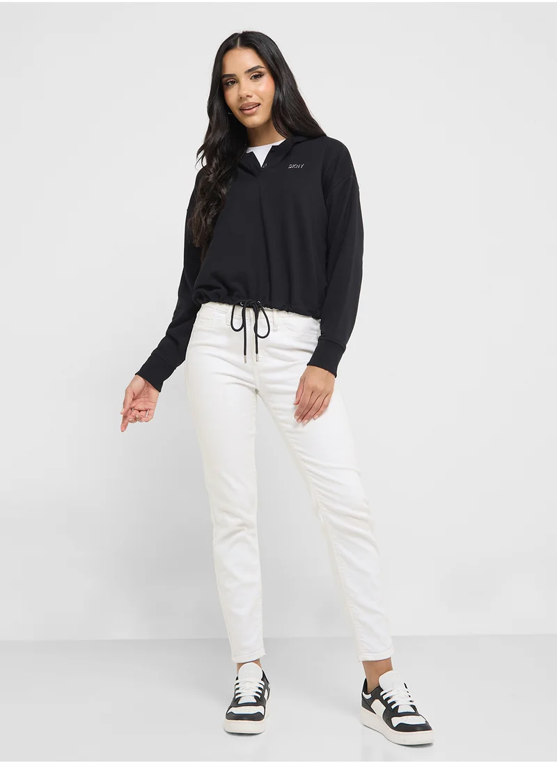دي كاي أن واي سبورت Front Button Detail Hoodie