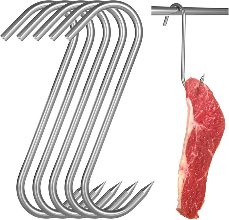 5 حزمة من خطافات اللحم الثقيلة من الفولاذ المقاوم للصدأ على شكل حرف S مقاس 10 بوصة للشواء والذبح والتحمير - Image 1