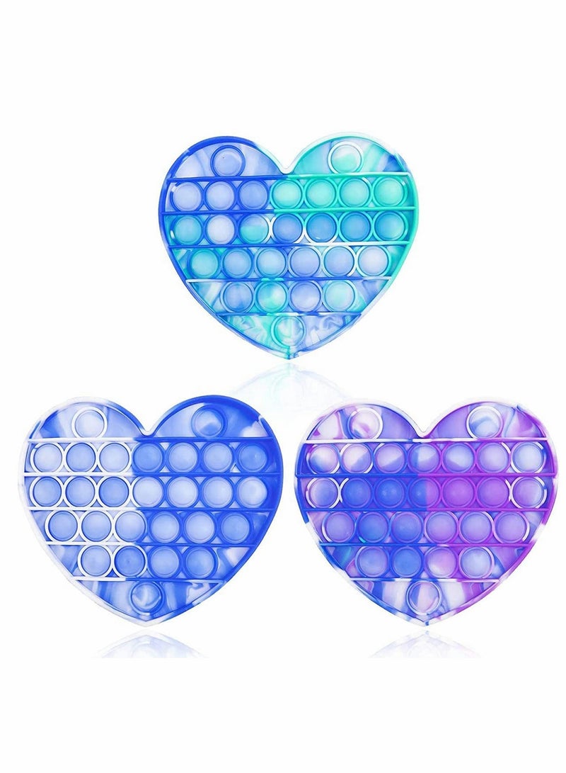 Loquat 3Pcs Tie-dye Push Pop Fidget Sensory Toy, Silicone Squeeze Sensory Tools, A Loud Side and A Quiet Side to Pop, Stress Relief and Anti-Anxiety Tools for Autism Kids and Adult - Image 1