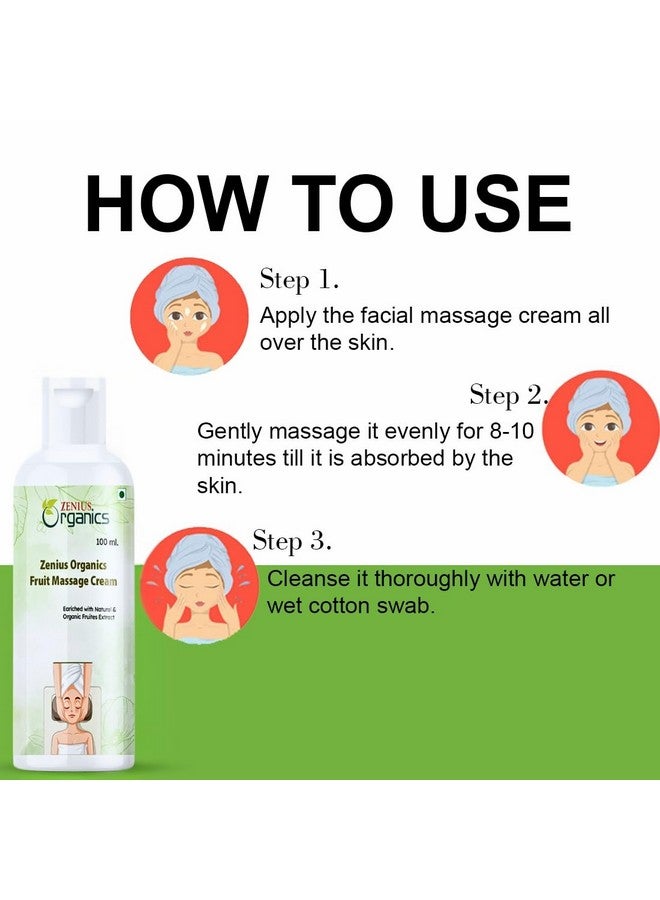 ZENIUS Fruit Massage Cream, Moisturizing Cold Skin Cream With Apple, Strawberry & Papaya (100gm) | Quick Absorbing & Non Sticky Moisturizer for Face, Hands & Body | For Healthy, Soft & Glowing Skin - Image 3