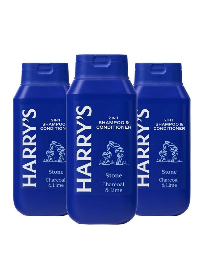 هاري شامبو وبلسم هاريز للرجال 2 في 1 لجميع أنواع الشعر - لون حجري - (عبوة من 3 قطع) 14 أونصة سائلة - خالٍ من البارابين والكبريتات - Image 1