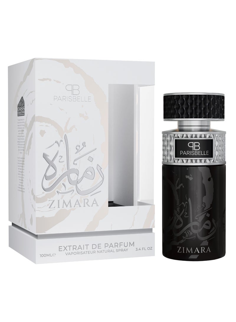 Parisbelle Zimara Oasis Collection Extrait De Parfum 100ml | Floral-Leather Unisex Fragrance with Rose, Musk & Vanilla - Image 1