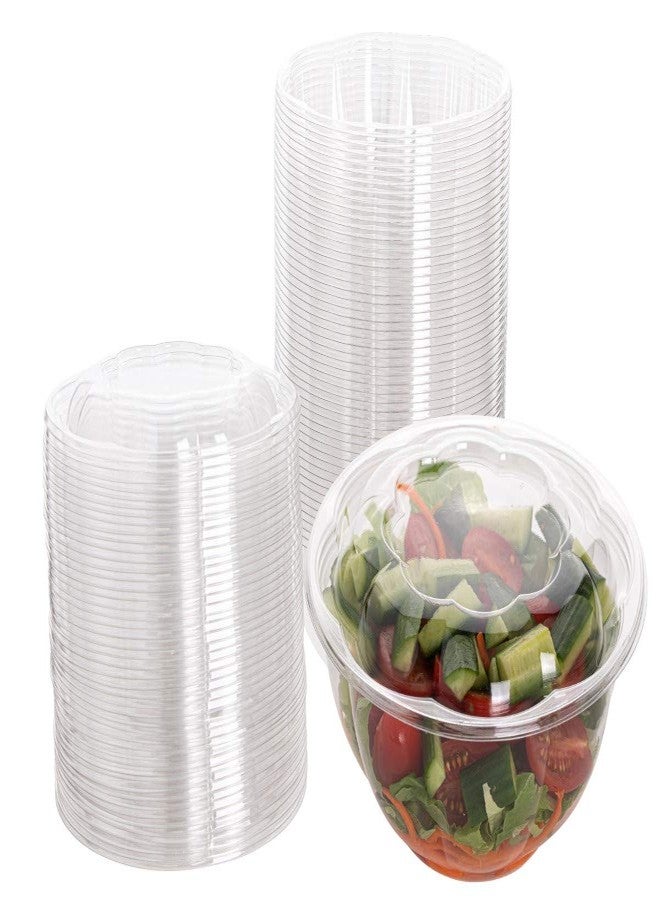 Smygoods Disposable Plastic Salad Bowls with Airtight Lids Ideal for Meal Prep, Takeout, Catering, Parties, Picnics, and Food Storage, Stackable, Leak-Proof - Image 1