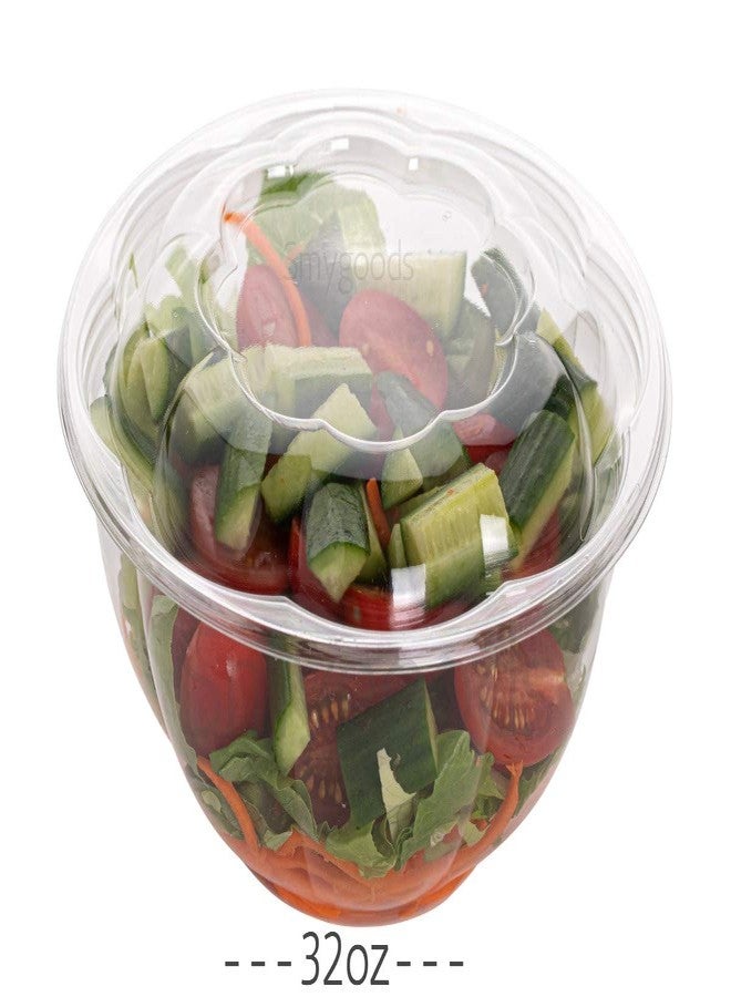 Smygoods Disposable Plastic Salad Bowls with Airtight Lids Ideal for Meal Prep, Takeout, Catering, Parties, Picnics, and Food Storage, Stackable, Leak-Proof - Image 2