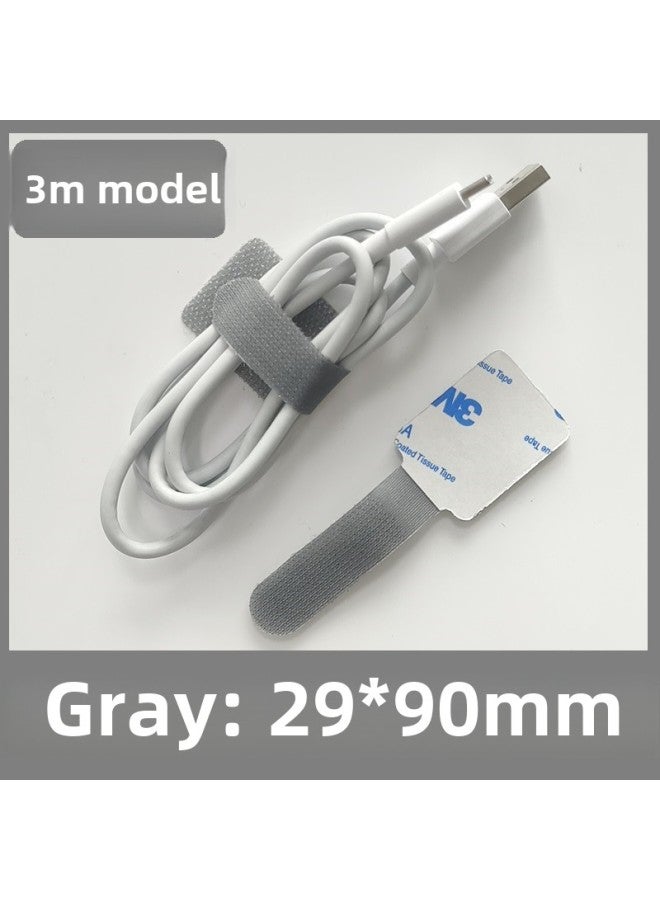 Loquat 3M Adhesive Hook And Loop Cable Strap Data Cable Fixed Paste Storage Artifact Adhesive Hook And Loop Cable Tie-Color:3M Gray - Image 1