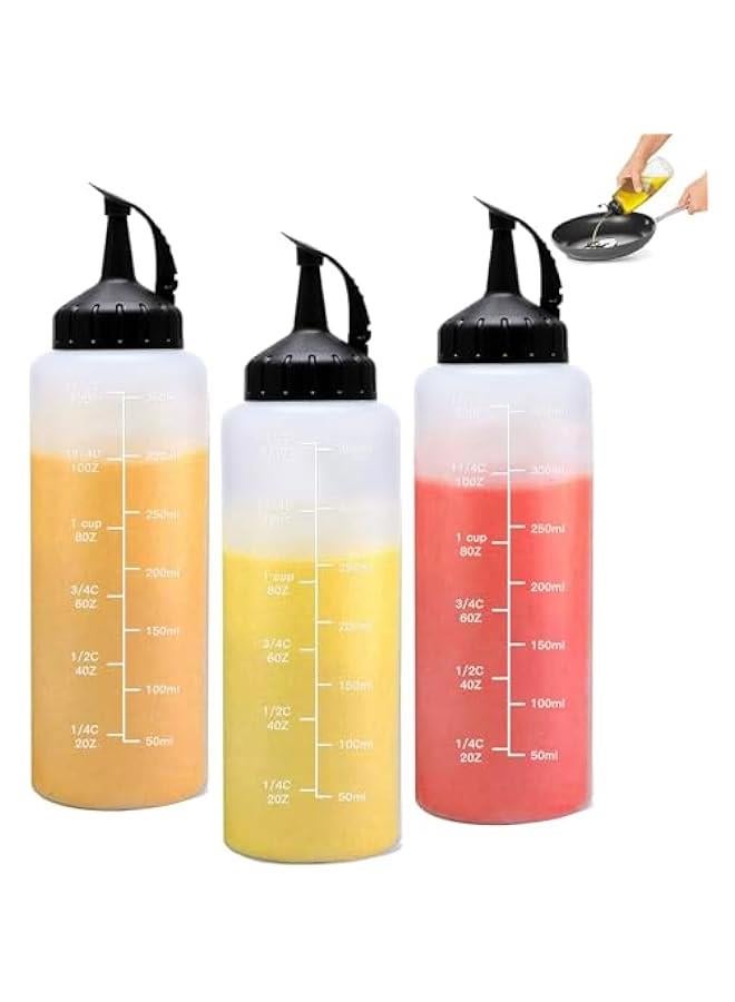 HOOKOR 3 Pack - 350ML Condiment Squeeze Bottles for Sauces - Squirt Bottles for Liquids, Easy Pour Sauce Bottles with Leak Proof Snap Cap, Condiment Bottles, Plastic Squeeze Bottles (Black) - Image 1