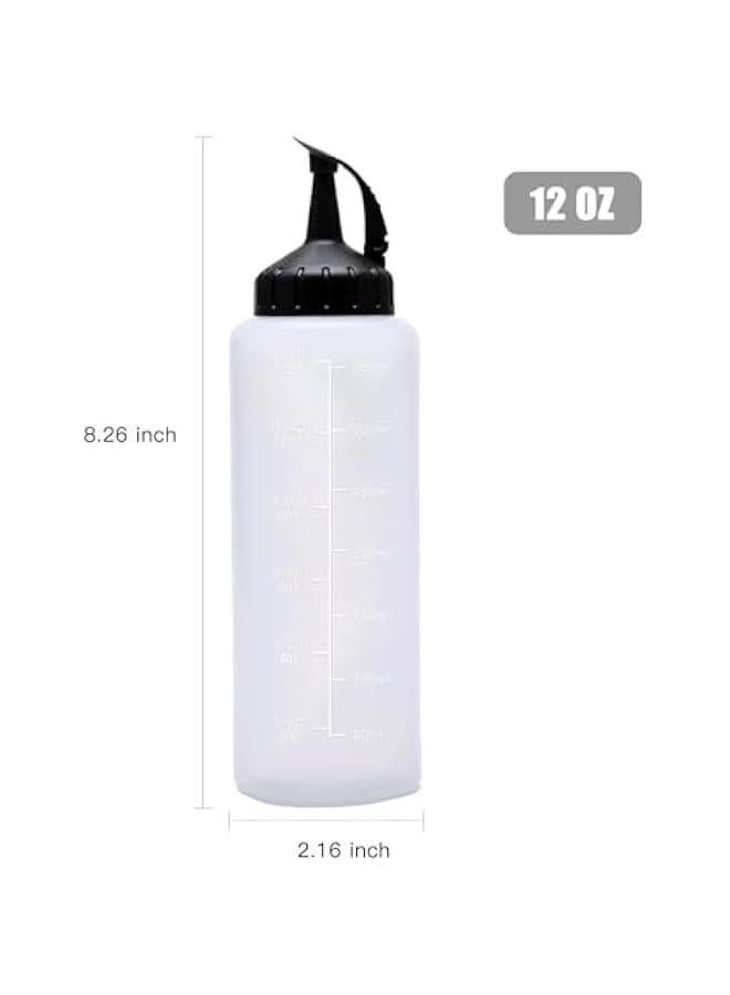 HOOKOR 3 Pack - 350ML Condiment Squeeze Bottles for Sauces - Squirt Bottles for Liquids, Easy Pour Sauce Bottles with Leak Proof Snap Cap, Condiment Bottles, Plastic Squeeze Bottles (Black) - Image 2