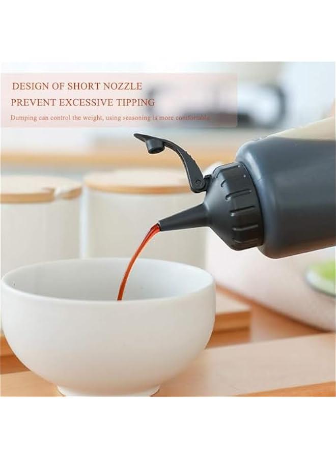 HOOKOR 3 Pack - 350ML Condiment Squeeze Bottles for Sauces - Squirt Bottles for Liquids, Easy Pour Sauce Bottles with Leak Proof Snap Cap, Condiment Bottles, Plastic Squeeze Bottles (Black) - Image 4