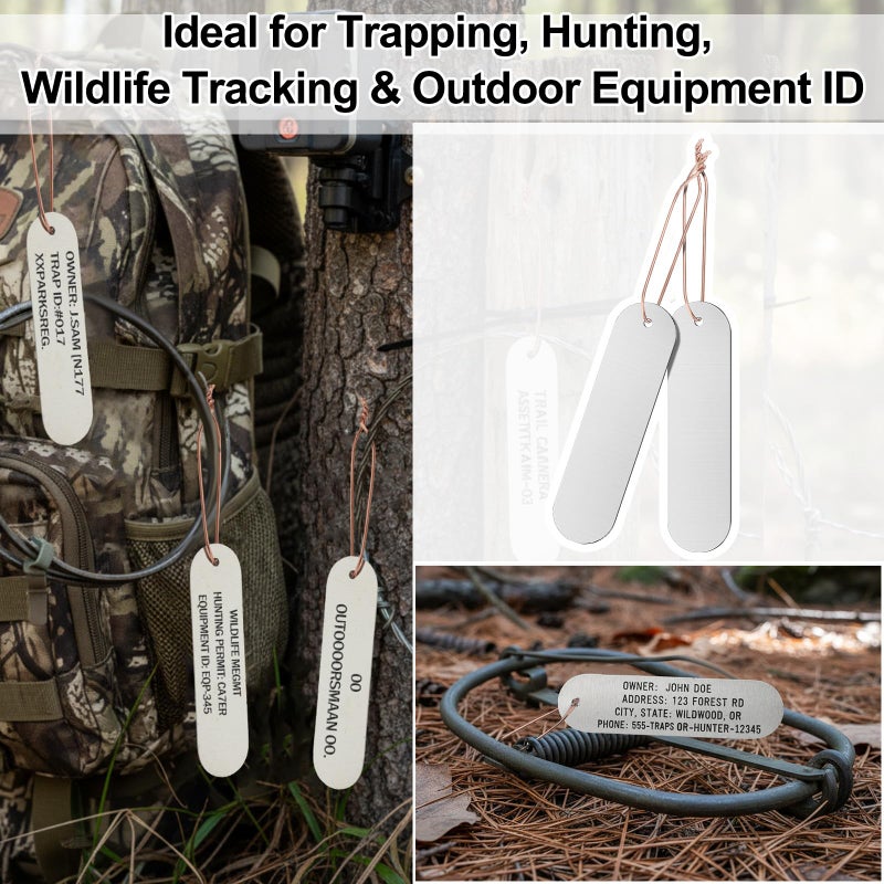 Frienda 50 Pack Aluminum Trap Tags with Copper Wire Metal Plant Labels for Trapping, Tree, Plant Markers, Gifts & Crafts - Writable Zinc Tags with Rounded Edges and Pre-drilled Hole - Image 5