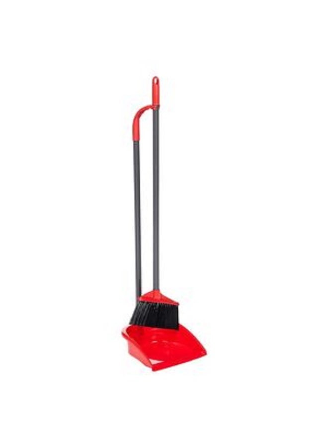 Vileda Plastic and Metal Dustpan with Long Handle Broom Black and Red VF291 - Image 4