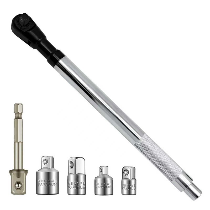JEUCLEL Offset Extension Wrench for Electric Drill, with 4 Socket Adapters and 1 1/2" Electric Drill Adapter, Impact Wrench Extender for Socket Sets, Slim Design for Tight Spaces - Image 1