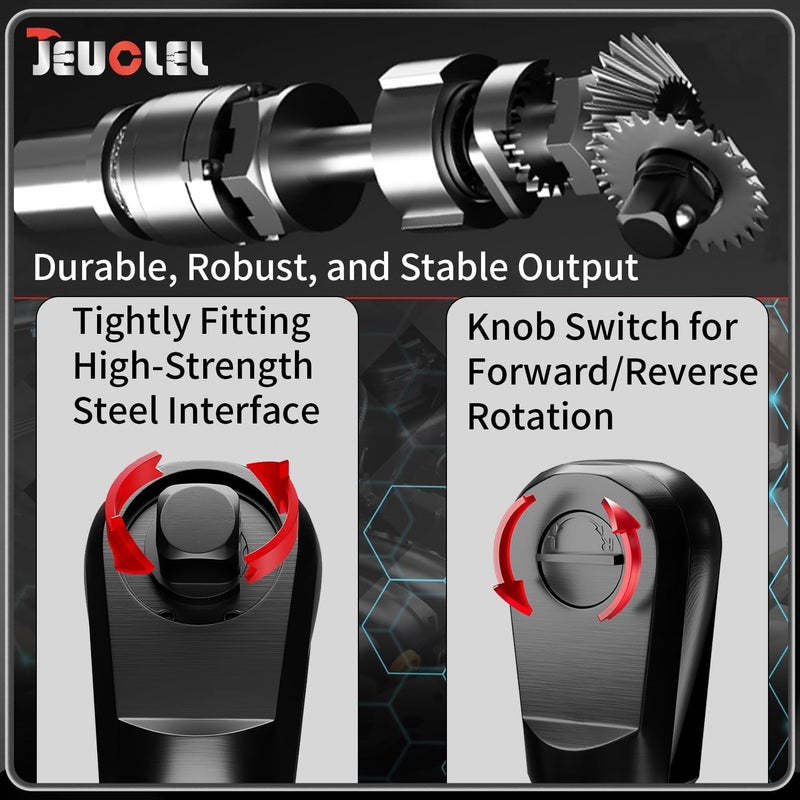 JEUCLEL Offset Extension Wrench for Electric Drill, with 4 Socket Adapters and 1 1/2" Electric Drill Adapter, Impact Wrench Extender for Socket Sets, Slim Design for Tight Spaces - Image 3
