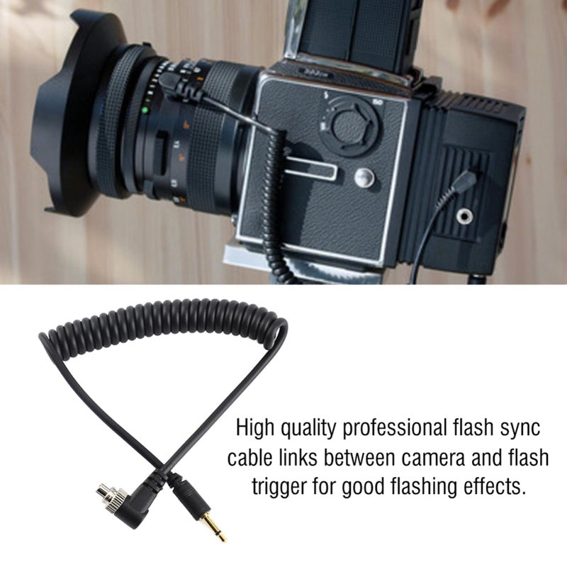 Acouto 2.5mm to Male Flash PC Sync Cable Cord with Screw Lock Extended Coiled Wire - Image 3