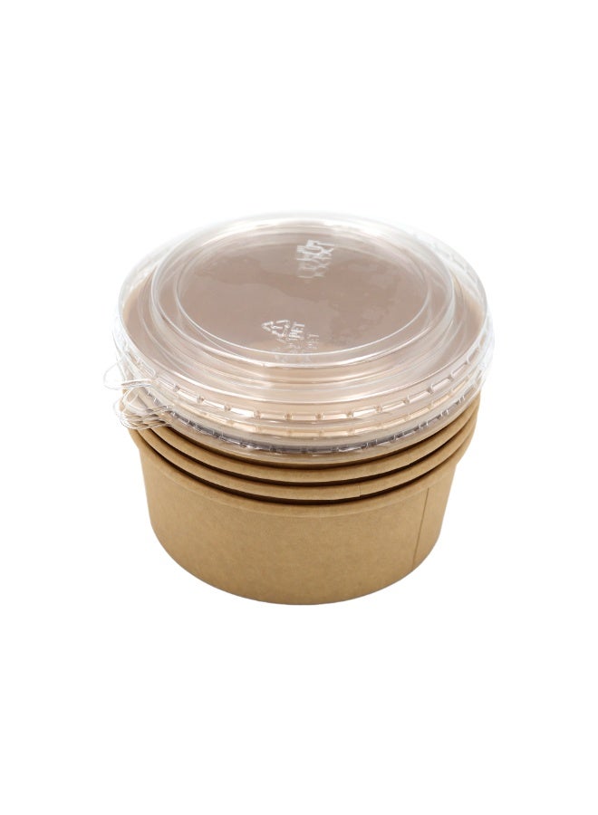 IDEAL PACK Kraft Paper Salad Bowls with Lids 5 PCS Eco Friendly Disposable Salad Containers Leak Proof, Biodegradable Bowls for Salads, Noodles, Soups & Takeaway - Image 2