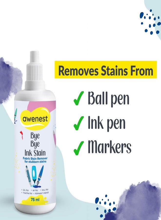 awenest Bye Bye Ink Stain | Fabric Stain Remover for Ink, Pen, Marker, and Fountain Pen Stains | Quick & Effective Stubborn Ink Removal | 75 ml Bottle - Image 3