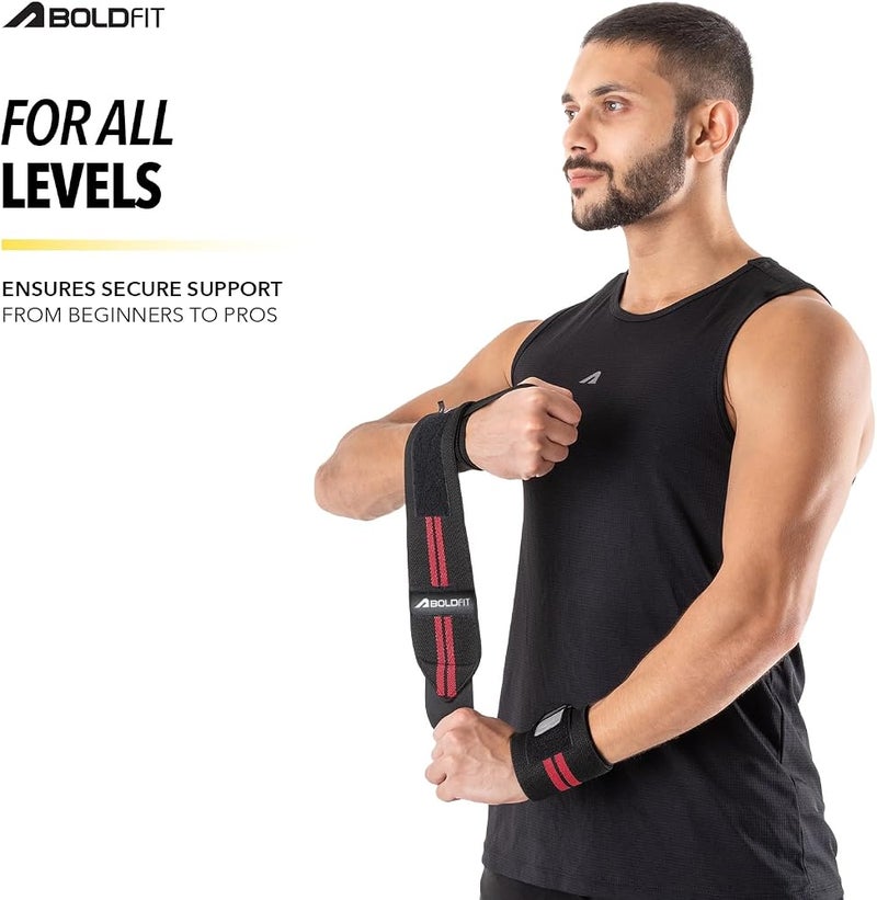 بولد فيت Boldfit قطن Wrist Band – أربطة معصم من القطن للرجال والنساء، مثالية للصالة الرياضية والتنس والأنشطة الخارجية، متوفرة باللونين الأسود والأحمر، مقاس واحد - Image 5