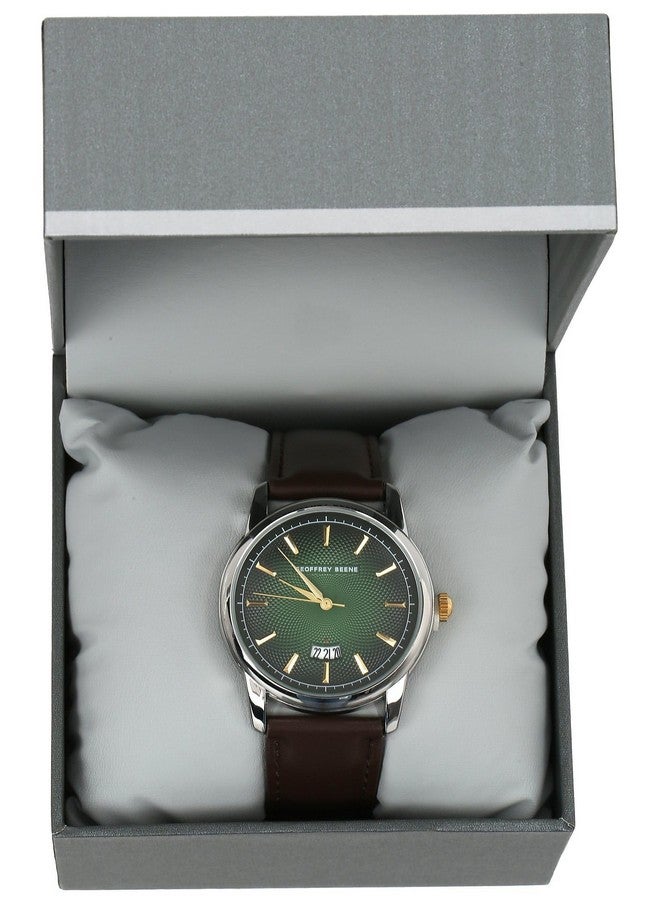 Geoffrey Beene Mens Watch - Elegant Leather Strap Quartz Movement Analog Watch for Men, Gift for Men, Formal or Business Casual Minimalist Wrist Watches 42mm - Image 1
