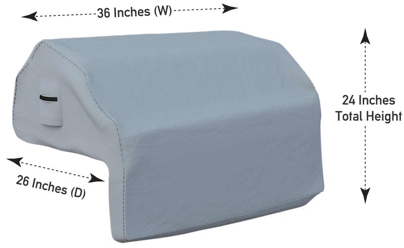 Covers & all Built-in Outdoor Grill Cover, Durable Heavy Duty 18 Oz Waterproof Cover Tuff Material with Air Pocket & Elastic for Snug Fit (36" W x 26" D x 24" H inches, Gray) - Image 3