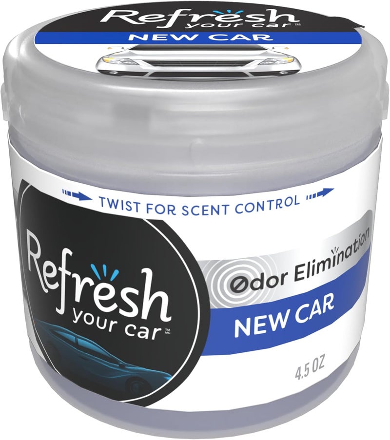 RefreshYourCar Refresh Your Car Air Freshener, Odor Eliminator, Scented Gel Can, New Car Scent, 4.5 Oz - Image 1