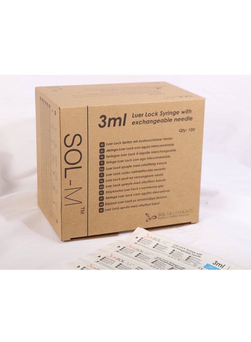 سول ملينيوم عدد 100 سرنجة طبية 3 مل مع إبره - Image 3