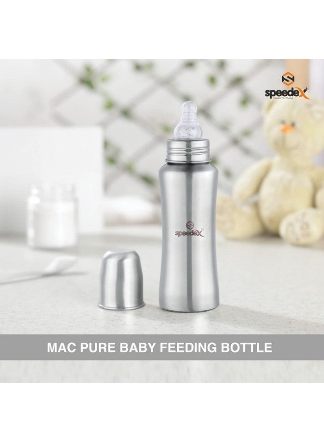 Speedex Stainless Steel Infant Baby Feeding Bottle, Bpa Free, Anti-Colic, Plastic-Free, Medium-Flow Nipple (Up To Brim 240 Ml) - Image 2