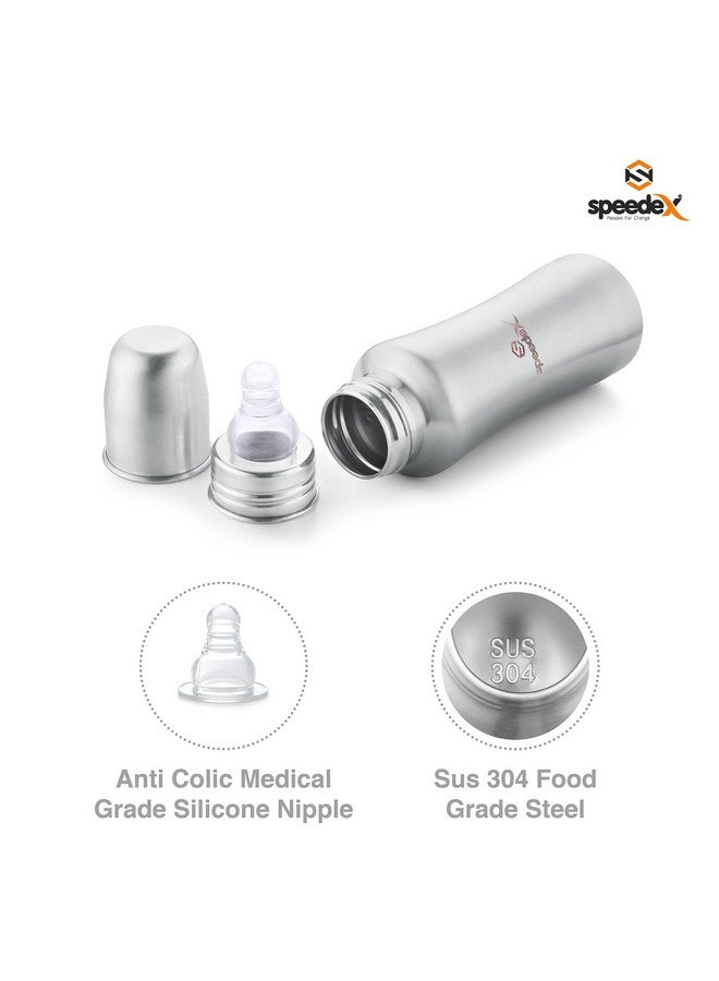 Speedex Stainless Steel Infant Baby Feeding Bottle, Bpa Free, Anti-Colic, Plastic-Free, Medium-Flow Nipple (Up To Brim 240 Ml) - Image 3