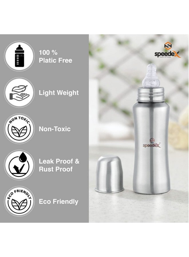Speedex Stainless Steel Infant Baby Feeding Bottle, Bpa Free, Anti-Colic, Plastic-Free, Medium-Flow Nipple (Up To Brim 240 Ml) - Image 4