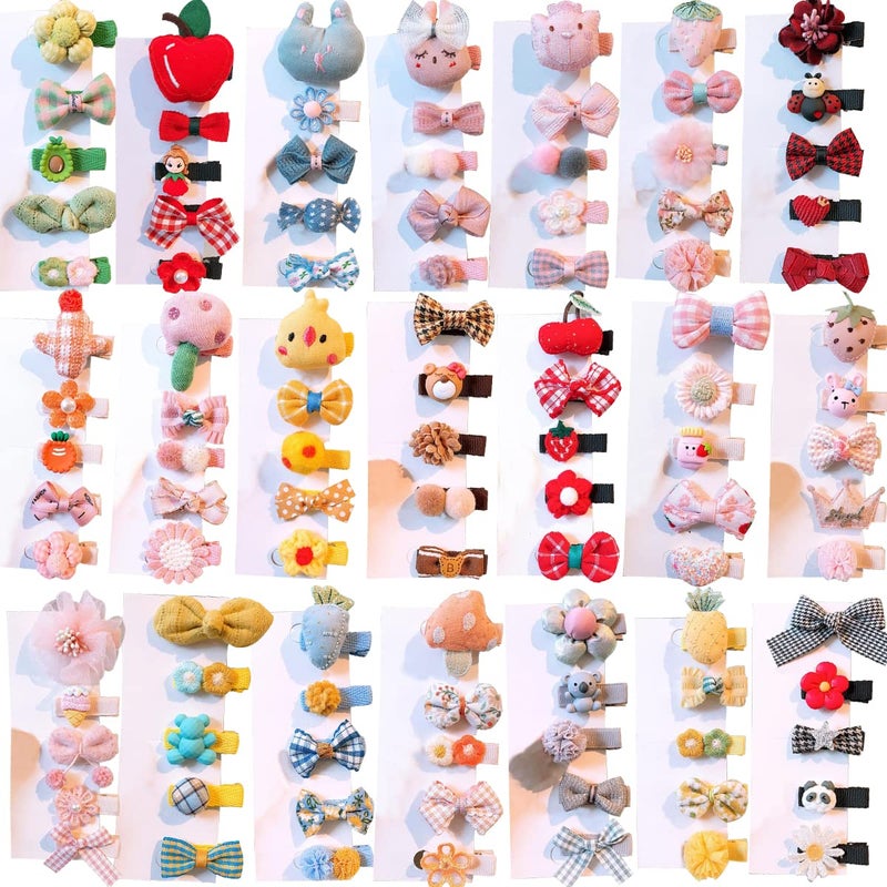 FZBNSRKO Hair Clips for Girls30pcs Cute Barrettes Clips Cute Fully Ribbon Lined Baby Hair Clips Flower and FruitRainbow Hairpin Set Colorful Toddler Hair AccessoriesRandom Color - Image 1