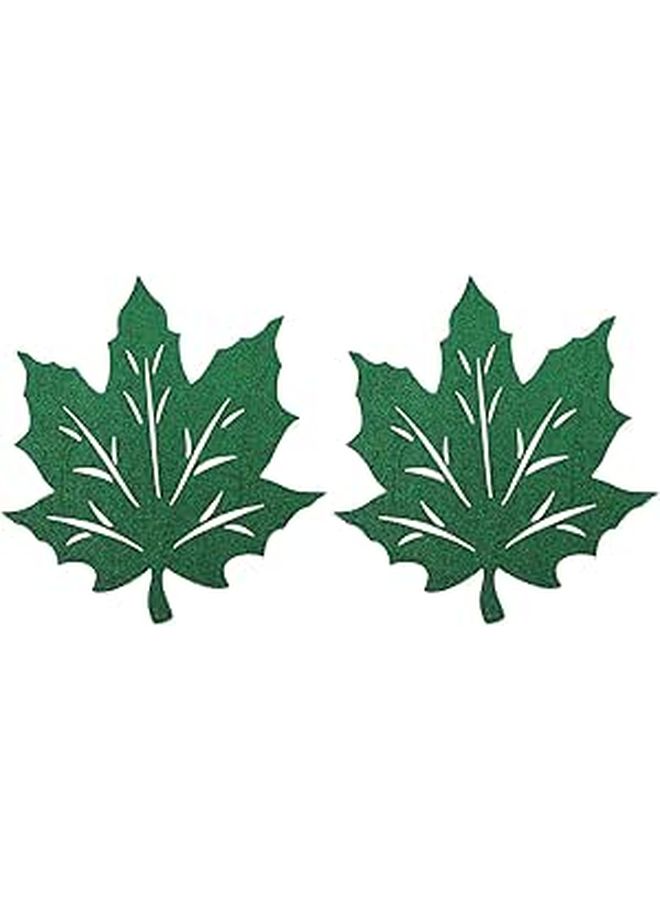 Thanksgiving Table Mats 2pcs Green Non Woven Decorative Placemats For Autumn Holiday Dining - Image 1