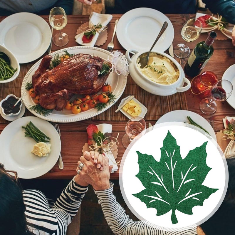 Thanksgiving Table Mats 2pcs Green Non Woven Decorative Placemats For Autumn Holiday Dining - Image 5