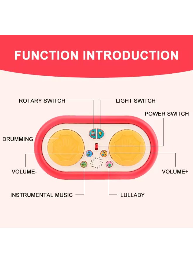 تولي لعبة الطبل الموسيقية للأطفال مع إضاءة – لعبة تفاعلية بإيقاعات موسيقية، تهويدات، موسيقى هادئة وتحكم في مستوى الصوت للرضع والأطفال الصغار - Image 2