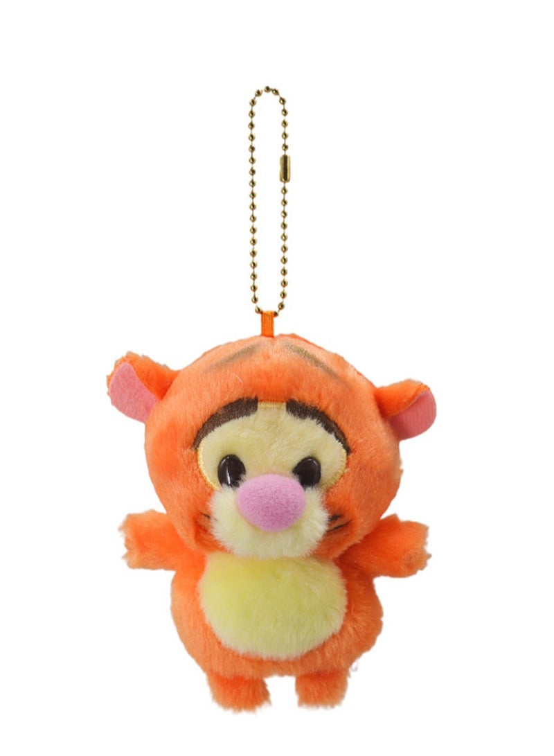 (Tigger)12cm Cute Q Version Bean Eye Cartoon Plush Doll Backpack Pendant Keychain  - Image 1