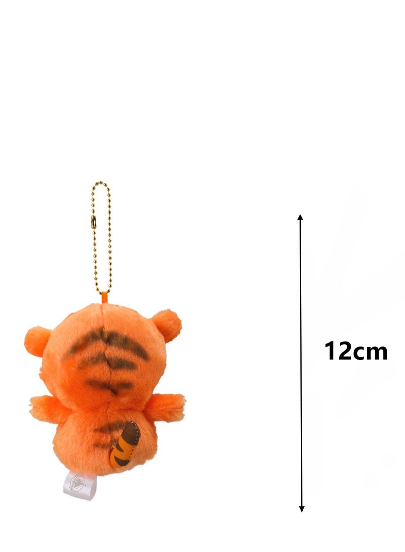(Tigger)12cm Cute Q Version Bean Eye Cartoon Plush Doll Backpack Pendant Keychain  - Image 2