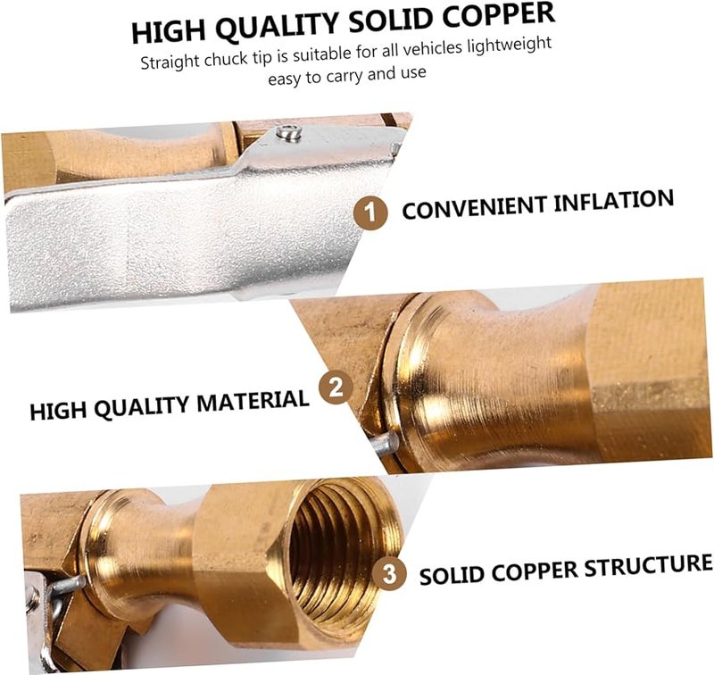 5 قطع من ملحق ضاغط الهواء النحاسي المستقيم لنفخ الإطارات - Image 4