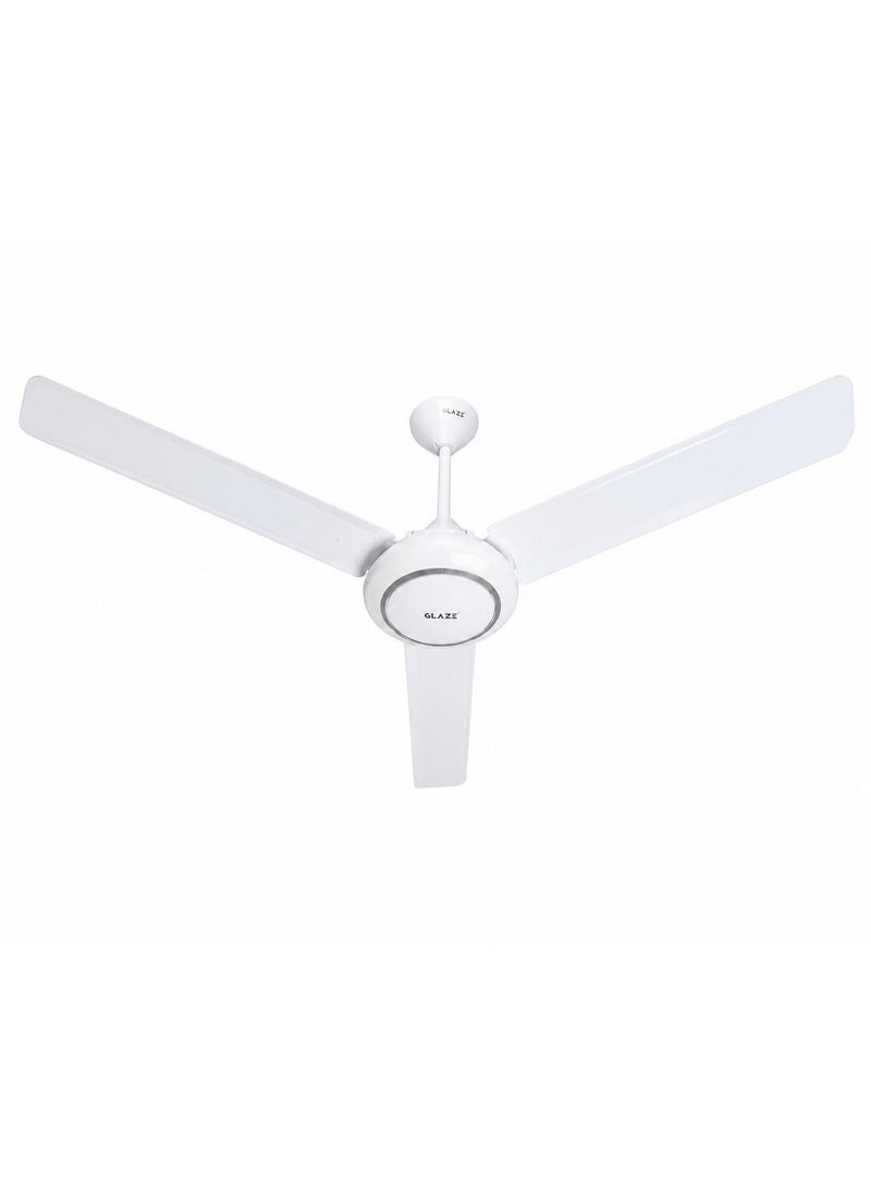 Glaze Ceiling Fan, White, 3-Blade Elegant Design, Silent Operation, Energy Efficient, Multiple Finishes, with Speed Regulator - Image 1