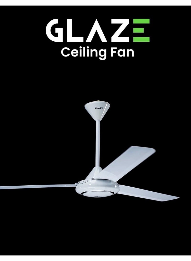 Glaze Ceiling Fan, White, 3-Blade Elegant Design, Silent Operation, Energy Efficient, Multiple Finishes, with Speed Regulator - Image 5