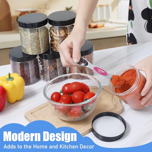 CrazyStorey Plastic Jars with Lids, 16 oz Plastic Containers with Lids Clear Airtight Container Storage Jar Mason Jars for Dry Food Peanut Butter Honey Jam Cosmetics, Pack of 16 (16 PCS Black Lids) - Image 4