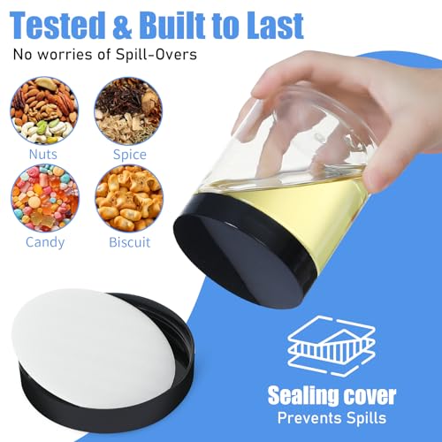 CrazyStorey Plastic Jars with Lids, 16 oz Plastic Containers with Lids Clear Airtight Container Storage Jar Mason Jars for Dry Food Peanut Butter Honey Jam Cosmetics, Pack of 16 (16 PCS Black Lids) - Image 3