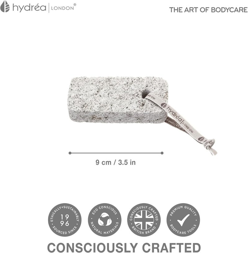 Hydrea London Shaped Flat Pumice Stone with Rope Natural Foot Exfoliator for Removing Hard Skin Calluses Ergonomic Design for Smooth Soft Feet - Image 2