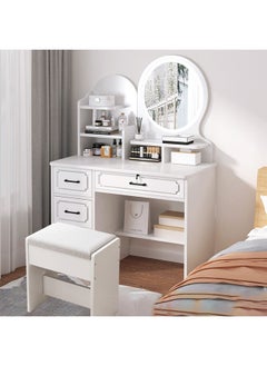 keke Multifunctional Makeup Vanity Dressing Table with LED Mirror and Chair 80 CM  - Image 2