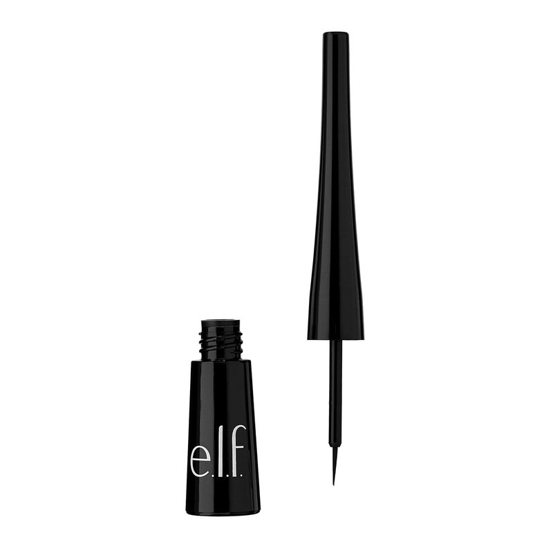 elf Liquid Eyeliner Highpigment Liquid Eyeliner With ExtraFine Brush Tip Easy Glide Smudgeproof Formula Jet Black