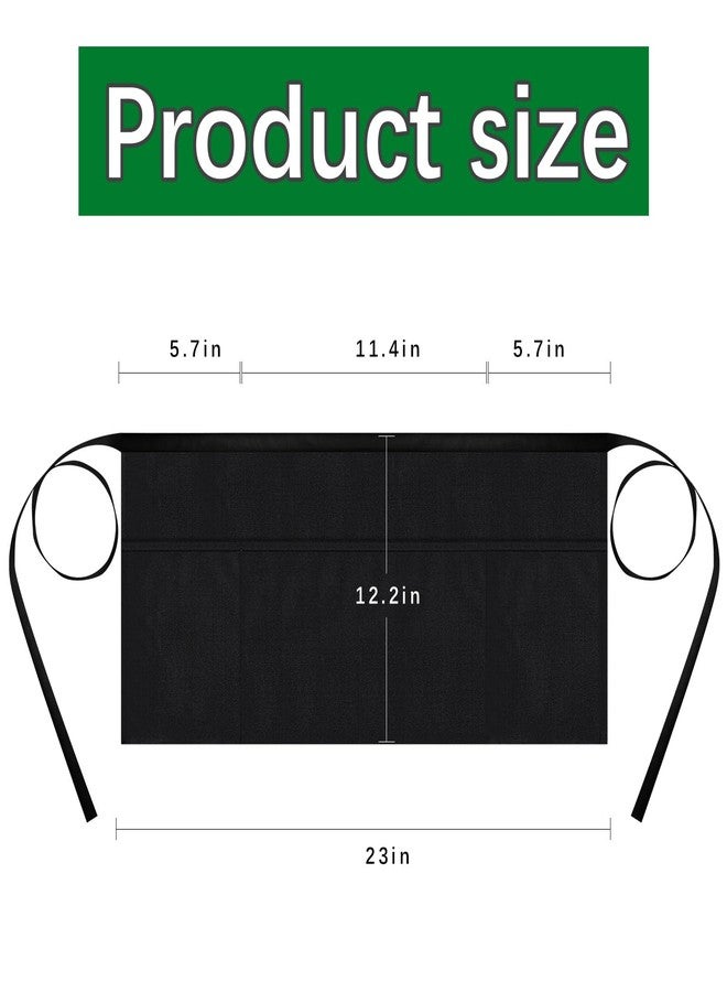 ARKBAODAN 10 PCS Server aprons with 3 pockets - Reinforced tailor edge restaurant apron，black waitress apron (10 PCS) (10 PCS) - Image 2