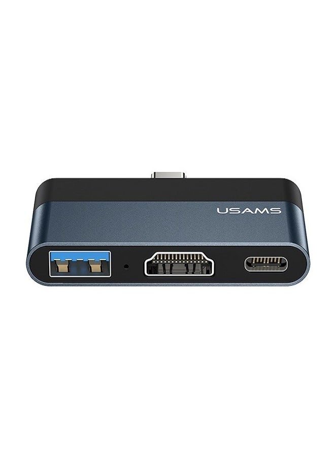 Usams 3 in 1 Mini Adapter Multiport Docking Station Hub with USB+Video+Type-C Ports For Laptop/ Mobile Phones  - Image 1