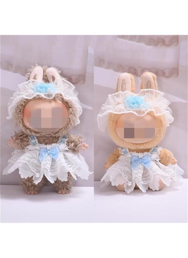Arabest 15cm-17cm Doll Clothes Suitable for 17cm 15cm labubu Dolls Accessories Sitting No Doll No Clothes 1dress+1hairbin No Doll  - Image 3