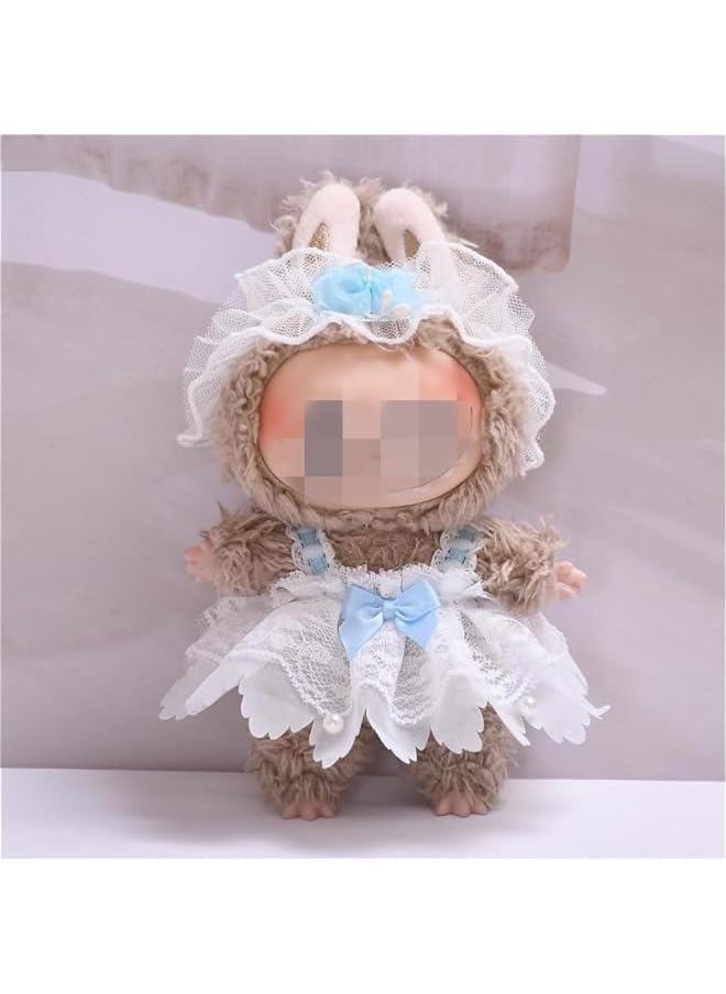 Arabest 15cm-17cm Doll Clothes Suitable for 17cm 15cm labubu Dolls Accessories Sitting No Doll No Clothes 1dress+1hairbin No Doll  - Image 4