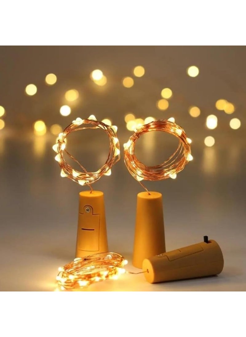 DIYADECOR DIYADECOR Wine Bottle Warm White Cork Light for Diwali Decor Pack of 2 20 LED String Light Decorative Fairy Lights Mini Lights for Bedroom Decor Diwali Party Wedding Decoration Table Decor etc  - Image 3