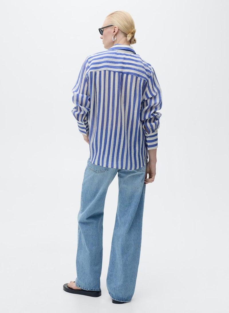 MANGO - Striped Lyocell Shirt - Image 1
