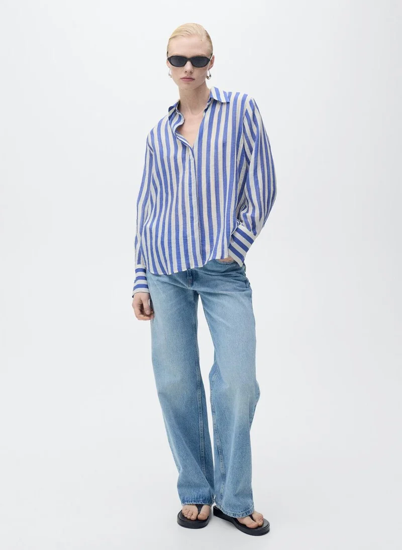 MANGO Striped Lyocell Shirt