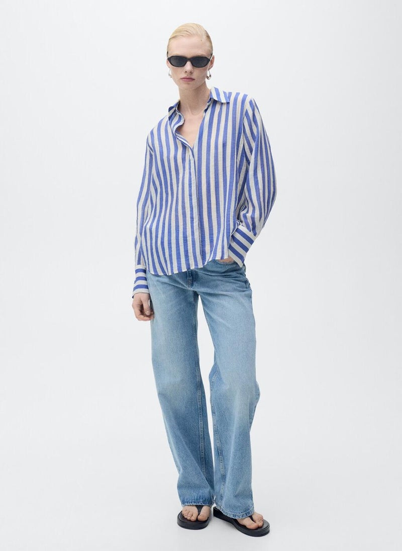 MANGO - Striped Lyocell Shirt - Image 1