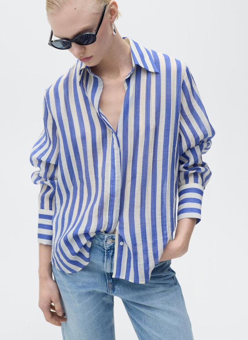 MANGO - Striped Lyocell Shirt - Image 1